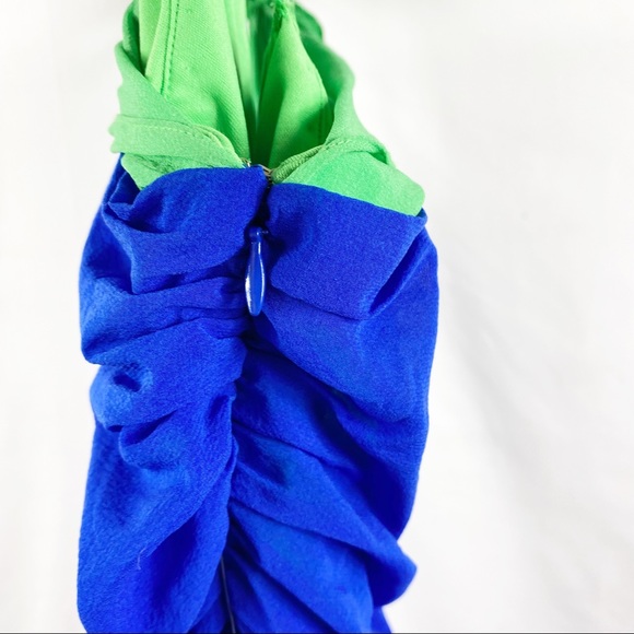 JILL STUART Blue and Green One Shoulder Fitted Mini Dress NWT in Size 2 - Picture 5 of 9